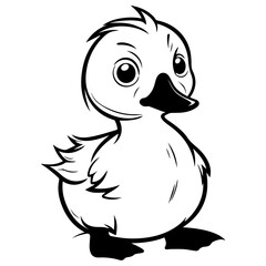 Coloring Page Outline of cartoon duckling