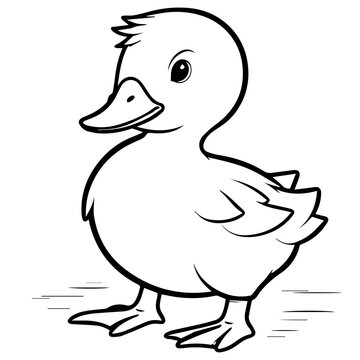 Coloring Page Outline of cartoon duckling