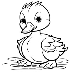 Coloring Page Outline of cartoon duckling