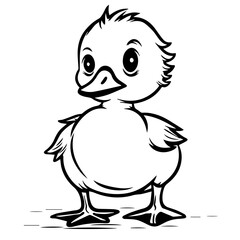 Coloring Page Outline of cartoon duckling