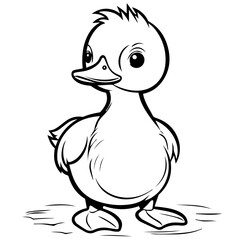 Coloring Page Outline of cartoon duckling