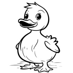Coloring Page Outline of cartoon duckling