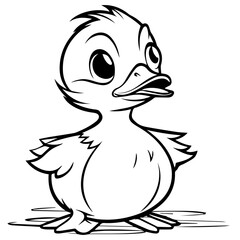 Coloring Page Outline of cartoon duckling