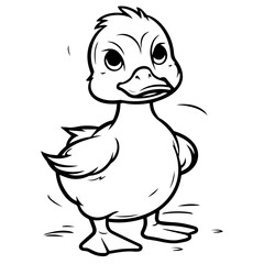 Coloring Page Outline of cartoon duckling