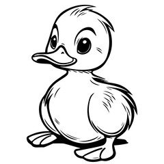 Coloring Page Outline of cartoon duckling