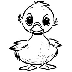 Coloring Page Outline of cartoon duckling