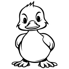 Coloring Page Outline of cartoon duckling