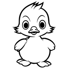 Coloring Page Outline of cartoon duckling