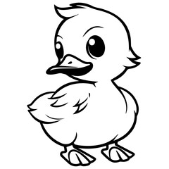 Coloring Page Outline of cartoon duckling