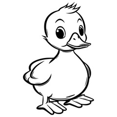Coloring Page Outline of cartoon duckling
