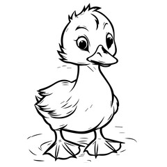 Coloring Page Outline of cartoon duckling