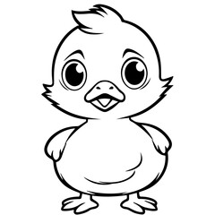 Coloring Page Outline of cartoon duckling