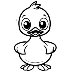 Coloring Page Outline of cartoon duckling