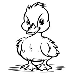 Coloring Page Outline of cartoon duckling