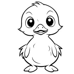 Coloring Page Outline of cartoon duckling