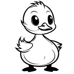 Coloring Page Outline of cartoon duckling