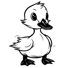 Coloring Page Outline of cartoon duckling