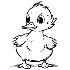Coloring Page Outline of cartoon duckling