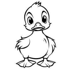 Coloring Page Outline of cartoon duckling