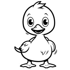 Coloring Page Outline of cartoon duckling