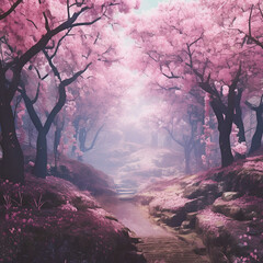 Fototapeta premium sakura trees in the forest