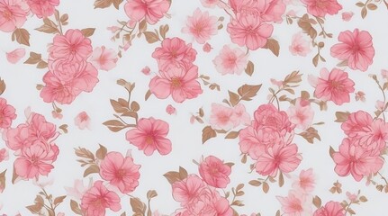 Silk Fabric - Flowes Pattern - Generative AI 
