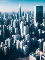 Obraz premium futuristic building city background City landscape and road in cinematic daylight generative ai illustration art