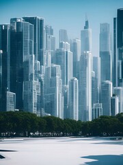 Obraz premium futuristic building city background City landscape and road in cinematic daylight generative ai illustration art