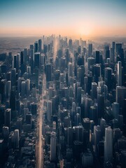 Obraz premium futuristic building city background City landscape and road in cinematic daylight generative ai illustration art