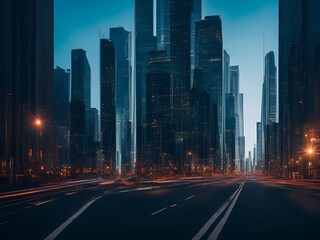 Fototapeta na wymiar futuristic building city background City landscape and road in cinematic daylight generative ai illustration art
