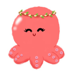 squid with flower crown