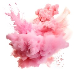 Image of a pink powder explosion on white created with Generative AI technology