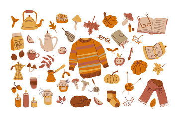 Fall doodles set in cosy vintage style.