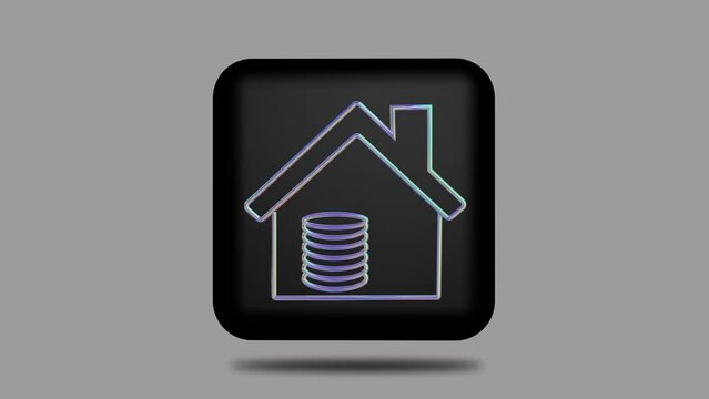 motion design of 3d icons. Symbol: house and money . video 3840x2160 px