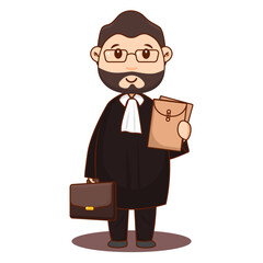 Male Cute Attorney Character in Court 