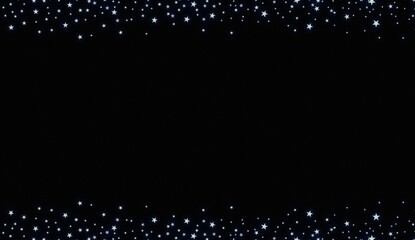 Fototapeta na wymiar Golden Stars Light Effect Glitter Sparkle Border. Flash Of Light Background