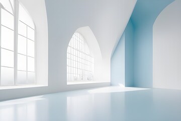3d Futuristic empty room, white clean empty interior space room, indoor background. Generative AI.
