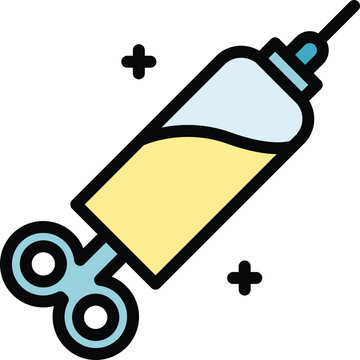 Big syringe ampule icon outline vector. Vial vaccine. Bottle injection color flat