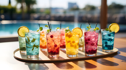 Refreshing Summer Cocktail different flavours. 
Generative AI
