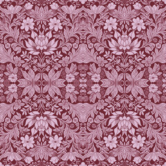 Seamless pattern with vintage abstract floral ornaments, baroque, modernist and art nouveau style