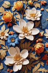 Floral Symphony - Seamless 3D Rendering Pattern