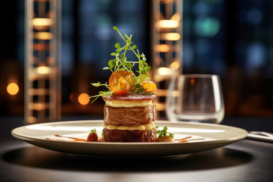 Gourmet food on a table near the window. AI generated