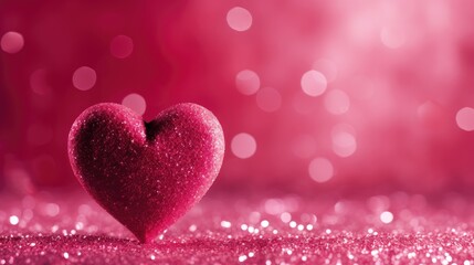 Glittering Valentine's Heart with Pink Bokeh and Typo Space
