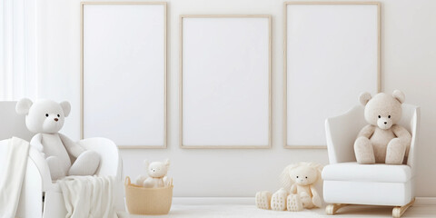 Dreamy Spaces: Mock-Up Posters for Child Room Interiors Whimsical Wonders: Child Room Interior Mock-Up Posters