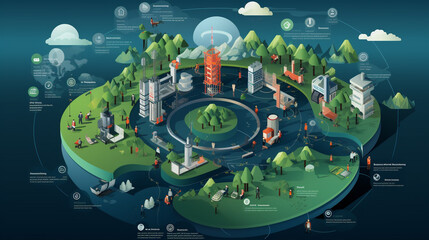A dynamic visual of scientists utilizing technology to address climate change and environmental challenges 