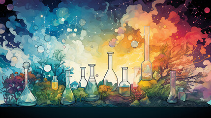 An artistic depiction of science fostering global cooperation and peaceful resolutions 