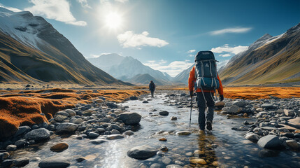 A striking image of researchers in the field, exploring untouched landscapes for the betterment of humanity 