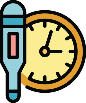 recommend clip art: Time digital medical thermometer icon outline vector. Fever temperature. Health body color flat