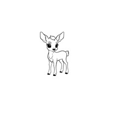 Coloring Page Outline of cartoon fawn