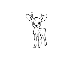 Coloring Page Outline of cartoon fawn